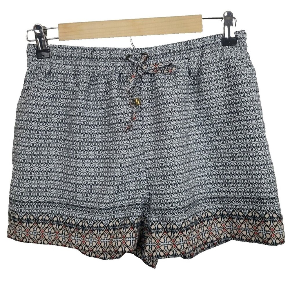 Skies Are‎ Blue Womens BOHO Shorts Medium Black White Printed Pull On Beach